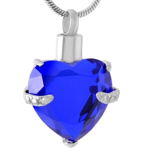 Always And Forever Heart Sapphire - Stainless Steel Cremation Ashes Jewellery Pendant 3 Always And Forever Heart Sapphire - Stainless Steel Cremation Ashes Jewellery Pendant