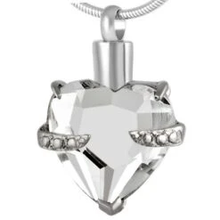 Always And Forever Heart Clear - Stainless Steel Cremation Ashes Jewellery Pendant