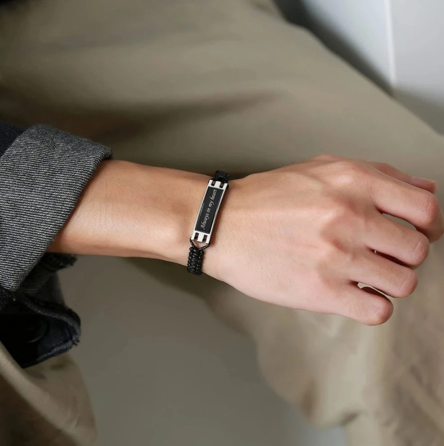 Always In My Heart Cord Bracelet - Stainless Steel Cremation Ashes Jewellery 6 Always In My Heart Cord Bracelet - Stainless Steel Cremation Ashes Jewellery - Image 4