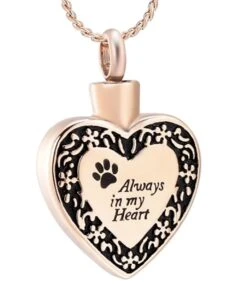 Always In My Heart Pet - Rose Gold Stainless Steel Ashes Jewellery Pet Pendant