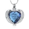 Always On My Mind Blue Crystal Heart - Stainless Steel Cremation Ashes Jewellery Urn Pendant 2 Always On My Mind Blue Crystal Heart - Stainless Steel Cremation Ashes Jewellery Urn Pendant -Ornaments Promotion Store alwaysonmymindblueheart