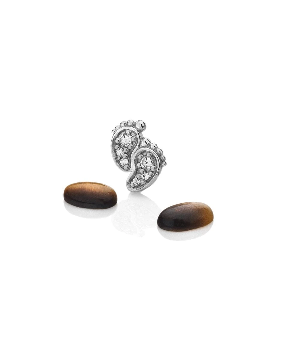 Anais Paris Anais Paris Silver Baby Feet & Tiger's Eye Charms 3 Anais Paris Anais Paris Silver Baby Feet & Tiger's Eye Charms