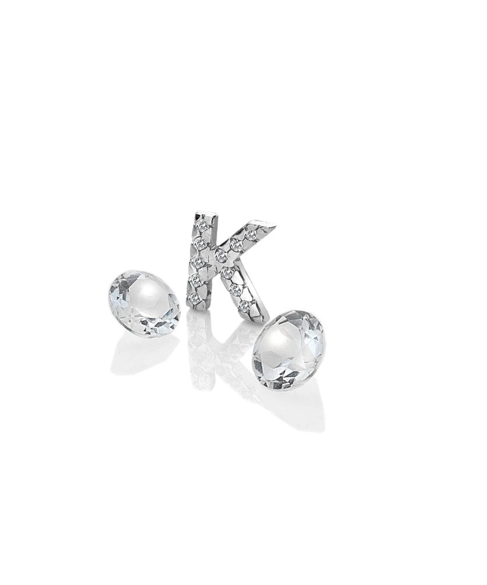 Anais Paris Anais Paris Silver Initial K & White Topaz Charms 3 Anais Paris Anais Paris Silver Initial K & White Topaz Charms