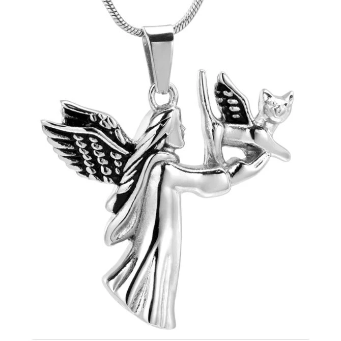 Angel Cat - Stainless Steel Cremation Ashes Jewellery Pendant 3 Angel Cat - Stainless Steel Cremation Ashes Jewellery Pendant