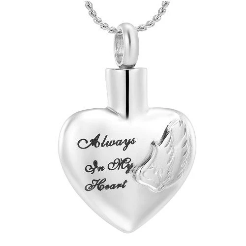 Angel Wing Always In My Heart - Stainless Steel Ashes Jewellery Necklace Pendant 3 Angel Wing Always In My Heart - Stainless Steel Ashes Jewellery Necklace Pendant