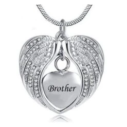 Angel Wings Brother - Stainless Steel Cremation Ashes Jewellery Necklace Pendant