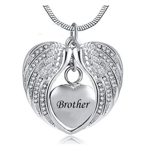 Angel Wings Brother - Stainless Steel Cremation Ashes Jewellery Necklace Pendant 3 Angel Wings Brother - Stainless Steel Cremation Ashes Jewellery Necklace Pendant