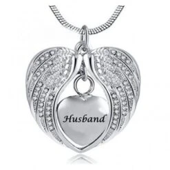 Angel Wings Husband - Stainless Steel Cremation Ashes Jewellery Necklace Pendant