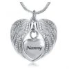 Angel Wings Nanny - Stainless Steel Cremation Ashes Jewellery Necklace Pendant -Ornaments Promotion Store angelwingsnanny
