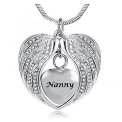 Angel Wings Nanny - Stainless Steel Cremation Ashes Jewellery Necklace Pendant