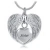 Angel Wings Sister - Stainless Steel Cremation Ashes Jewellery Necklace Pendant 2 Angel Wings Sister - Stainless Steel Cremation Ashes Jewellery Necklace Pendant -Ornaments Promotion Store angelwingssister
