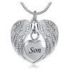 Angel Wings Son - Stainless Steel Cremation Ashes Jewellery Necklace Pendant 2 Angel Wings Son - Stainless Steel Cremation Ashes Jewellery Necklace Pendant -Ornaments Promotion Store angelwingsson