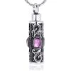 Antiqued Regal Amethyst Cylinder - Stainless Steel Cremation Ashes Urn Pendant 2 Antiqued Regal Amethyst Cylinder - Stainless Steel Cremation Ashes Urn Pendant -Ornaments Promotion Store antiquedamcylinder