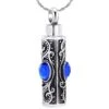 Antiqued Regal Sapphire Cylinder - Stainless Steel Cremation Ashes Urn Pendant 2 Antiqued Regal Sapphire Cylinder - Stainless Steel Cremation Ashes Urn Pendant -Ornaments Promotion Store antiquedsapcylinder