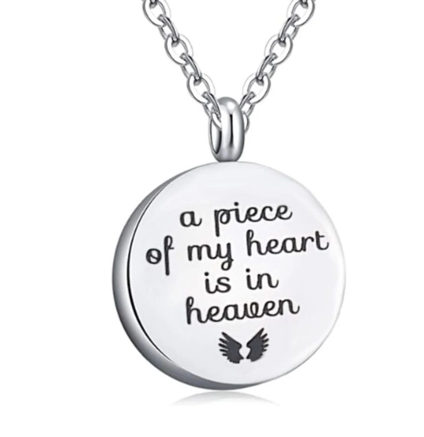 A Piece Of My Heart Circle - Stainless Steel Cremation Ashes Memorial Pendant 3 A Piece Of My Heart Circle - Stainless Steel Cremation Ashes Memorial Pendant