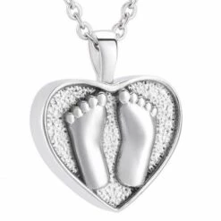 Baby Foot Heart - Stainless Steel Cremation Ashes Jewellery Pendant