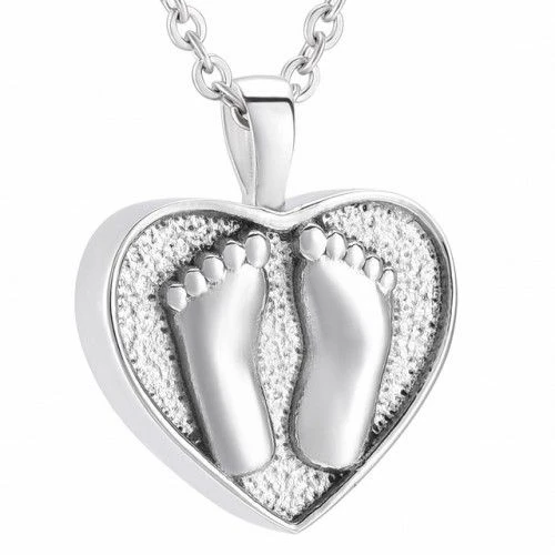 Baby Foot Heart - Stainless Steel Cremation Ashes Jewellery Pendant 3 Baby Foot Heart - Stainless Steel Cremation Ashes Jewellery Pendant