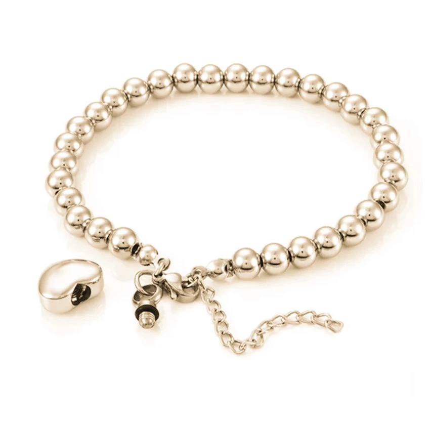 Ball Heart Charm Bracelet- Stainless Steel Gold Cremation Ashes Jewellery 4 Ball Heart Charm Bracelet- Stainless Steel Gold Cremation Ashes Jewellery - Image 2