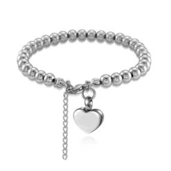 Ball Heart Charm Bracelet- Stainless Steel Cremation Ashes Jewellery