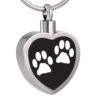 Black Inlay Double Paw Heart - Stainless Steel Pet Ashes Memorial Urn Pendant 2 Black Inlay Double Paw Heart - Stainless Steel Pet Ashes Memorial Urn Pendant -Ornaments Promotion Store blackinlaydoublepawheart