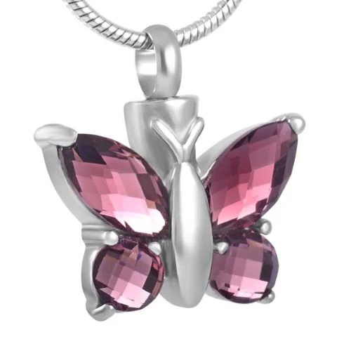 Blissful Butterfly Amethyst - Stainless Steel Cremation Ashes Jewellery Pendant 3 Blissful Butterfly Amethyst - Stainless Steel Cremation Ashes Jewellery Pendant