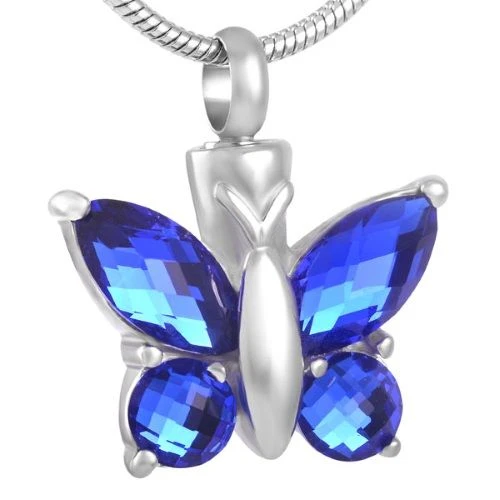 Blissful Butterfly Cobalt - Stainless Steel Cremation Ashes Jewellery Pendant 3 Blissful Butterfly Cobalt - Stainless Steel Cremation Ashes Jewellery Pendant