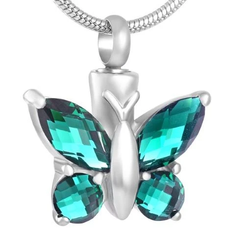 Blissful Butterfly Indicolite - Stainless Steel Cremation Ashes Jewellery Pendant 3 Blissful Butterfly Indicolite - Stainless Steel Cremation Ashes Jewellery Pendant