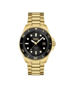 BOSS BOSS Ace Black Dial Gold Plated Gents Bracelet Watch