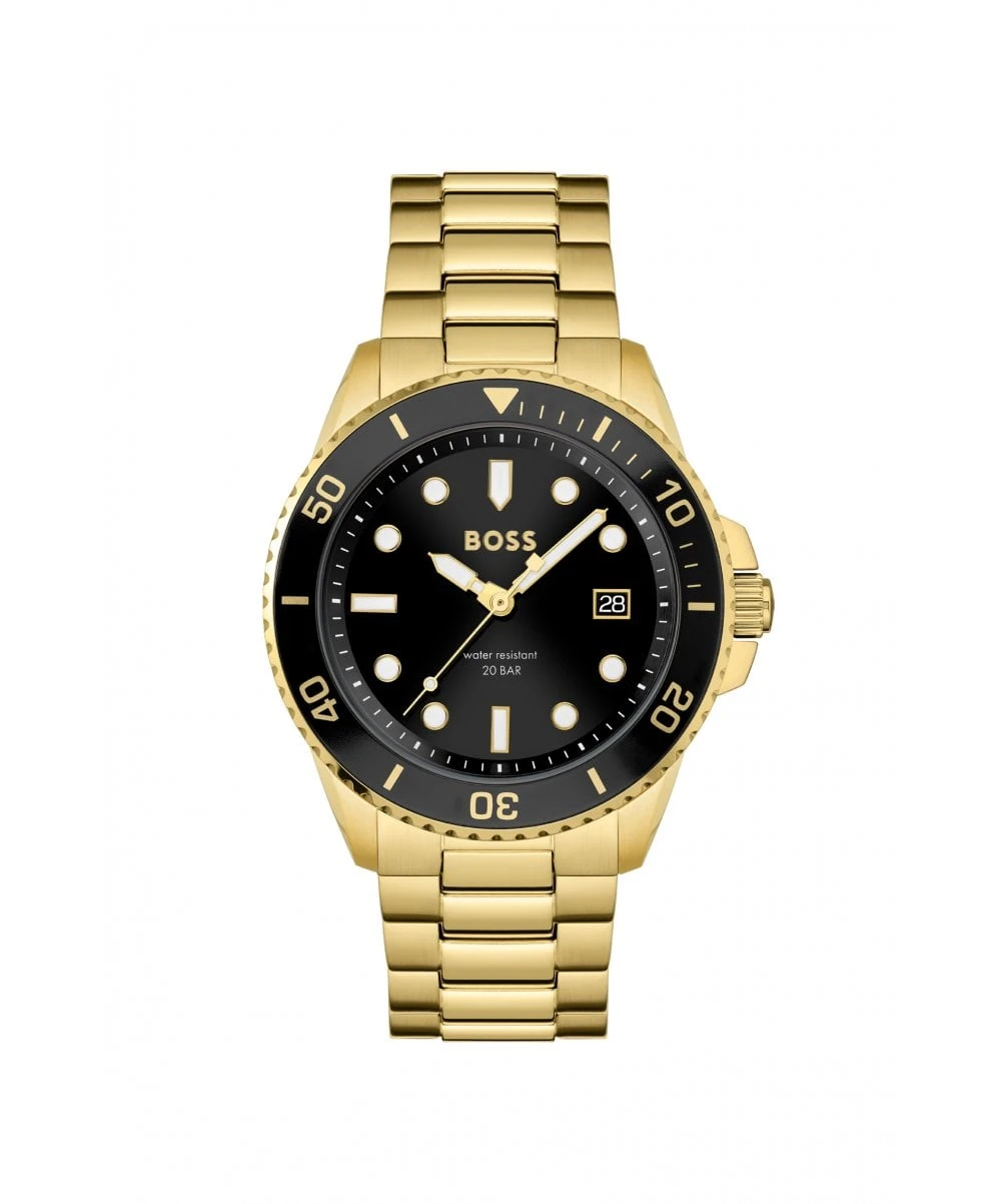 BOSS BOSS Ace Black Dial Gold Plated Gents Bracelet Watch 3 BOSS BOSS Ace Black Dial Gold Plated Gents Bracelet Watch