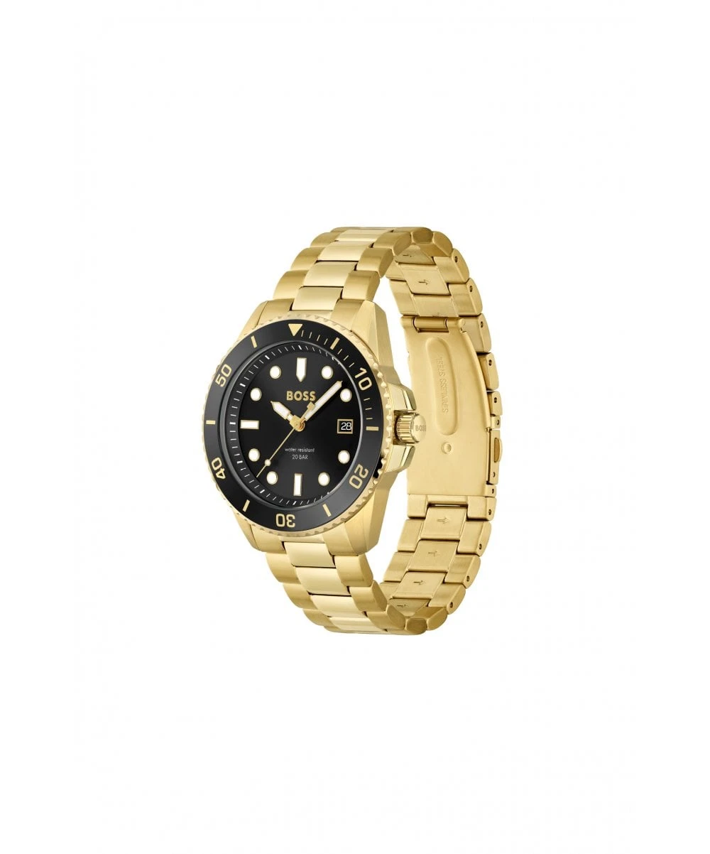 BOSS BOSS Ace Black Dial Gold Plated Gents Bracelet Watch 4 BOSS BOSS Ace Black Dial Gold Plated Gents Bracelet Watch - Image 2