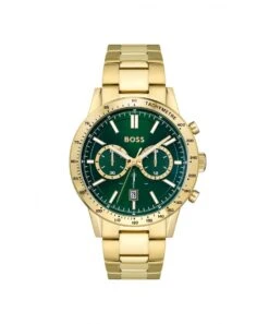 BOSS BOSS Allure Green Dial Gold Plated Gents Bracelet Watch
