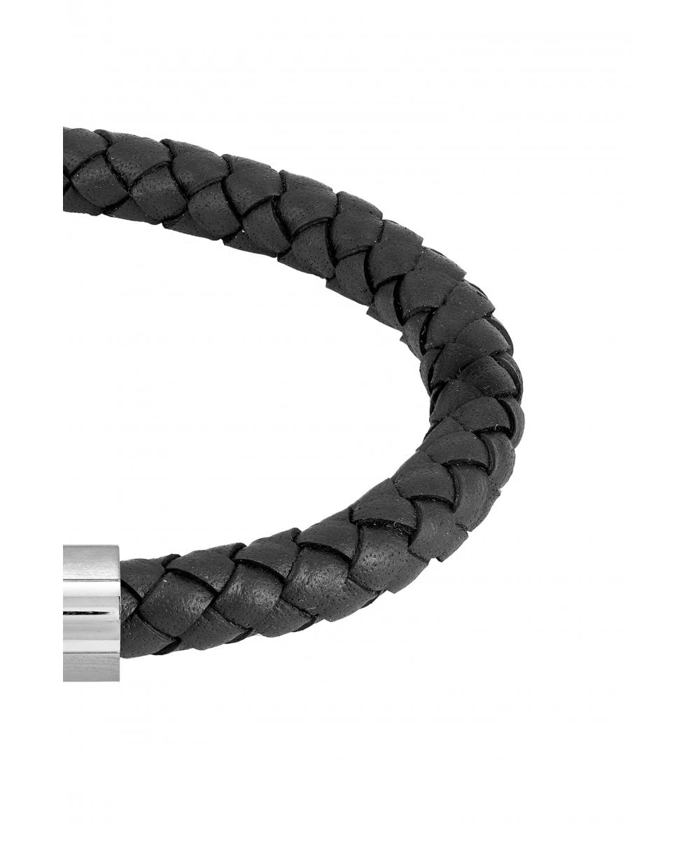 BOSS BOSS Braided Black Leather Gents Bracelet 4 BOSS BOSS Braided Black Leather Gents Bracelet - Image 2