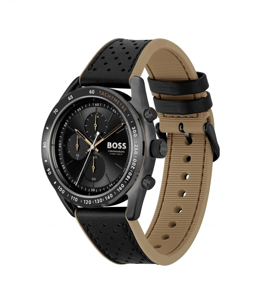 BOSS BOSS Center Court Black & Brown Strap Gents Watch 4 BOSS BOSS Center Court Black & Brown Strap Gents Watch - Image 2