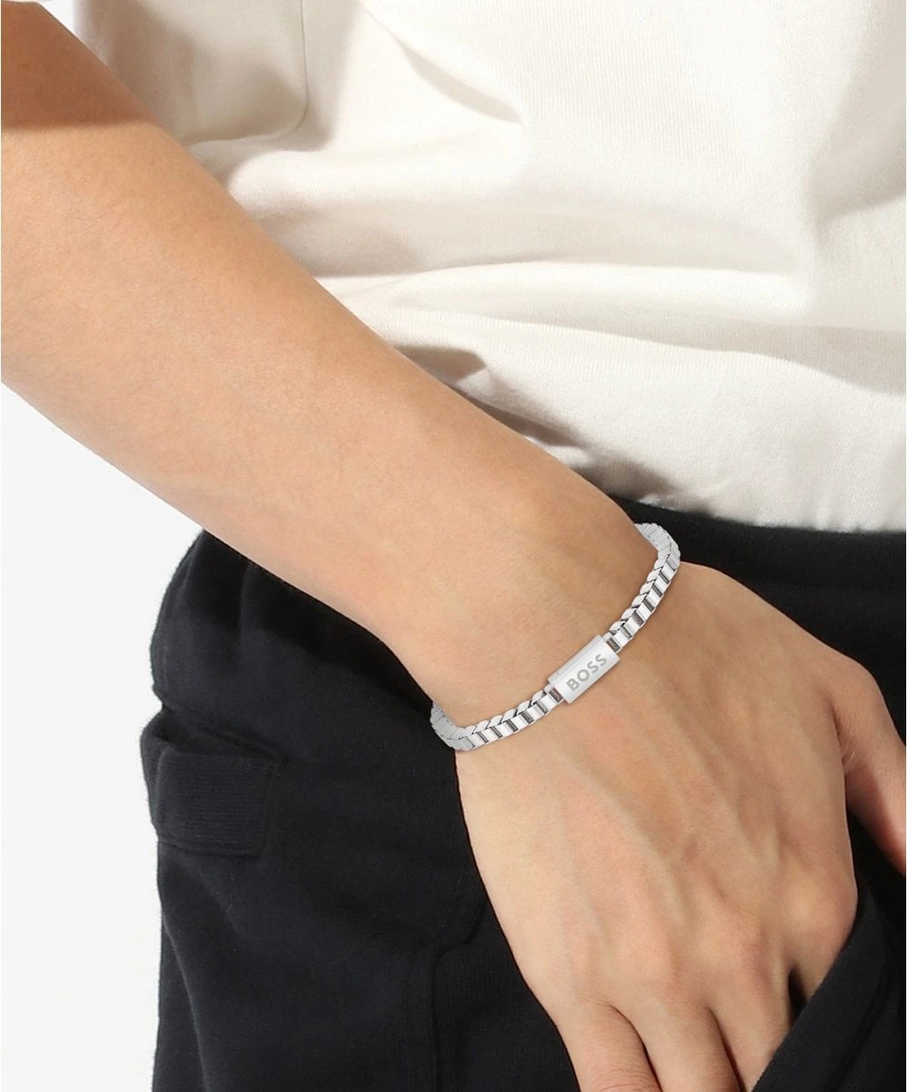 BOSS BOSS Chain For Him Gents Silver Tone Box Bracelet 4 BOSS BOSS Chain For Him Gents Silver Tone Box Bracelet - Image 2
