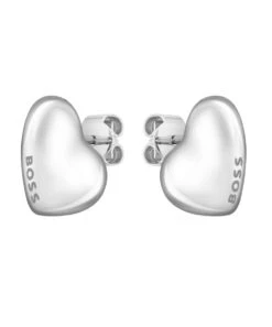 BOSS BOSS Honey Ladies Silver Tone Heart Stud Earrings