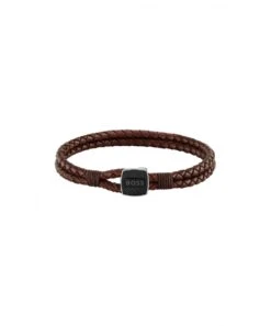 BOSS BOSS Seal Gents Brown Leather Bracelet