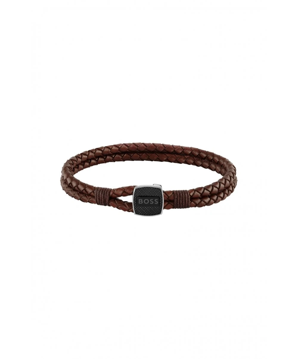 BOSS BOSS Seal Gents Brown Leather Bracelet 3 BOSS BOSS Seal Gents Brown Leather Bracelet
