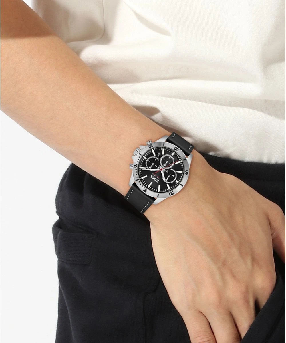 BOSS BOSS Troper Black Leather Strap Gents Watch 6 BOSS BOSS Troper Black Leather Strap Gents Watch - Image 4