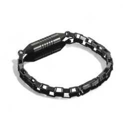 Bullet Bracelet Black - Stainless Steel Cremation Ashes Jewellery