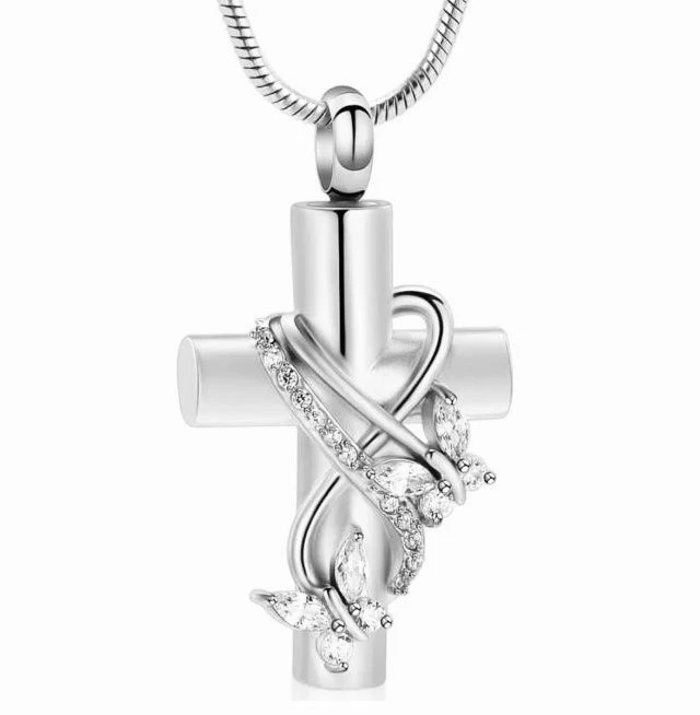 Butterfly Cross - Stainless Steel Cremation Ashes Jewellery Urn Pendant 3 Butterfly Cross - Stainless Steel Cremation Ashes Jewellery Urn Pendant