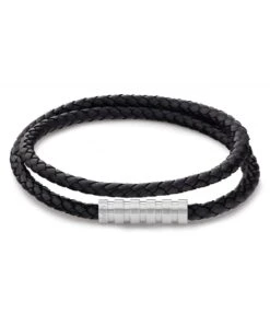 Calvin Klein Calvin Klein Double Braided Black Leather Gents Bracelet