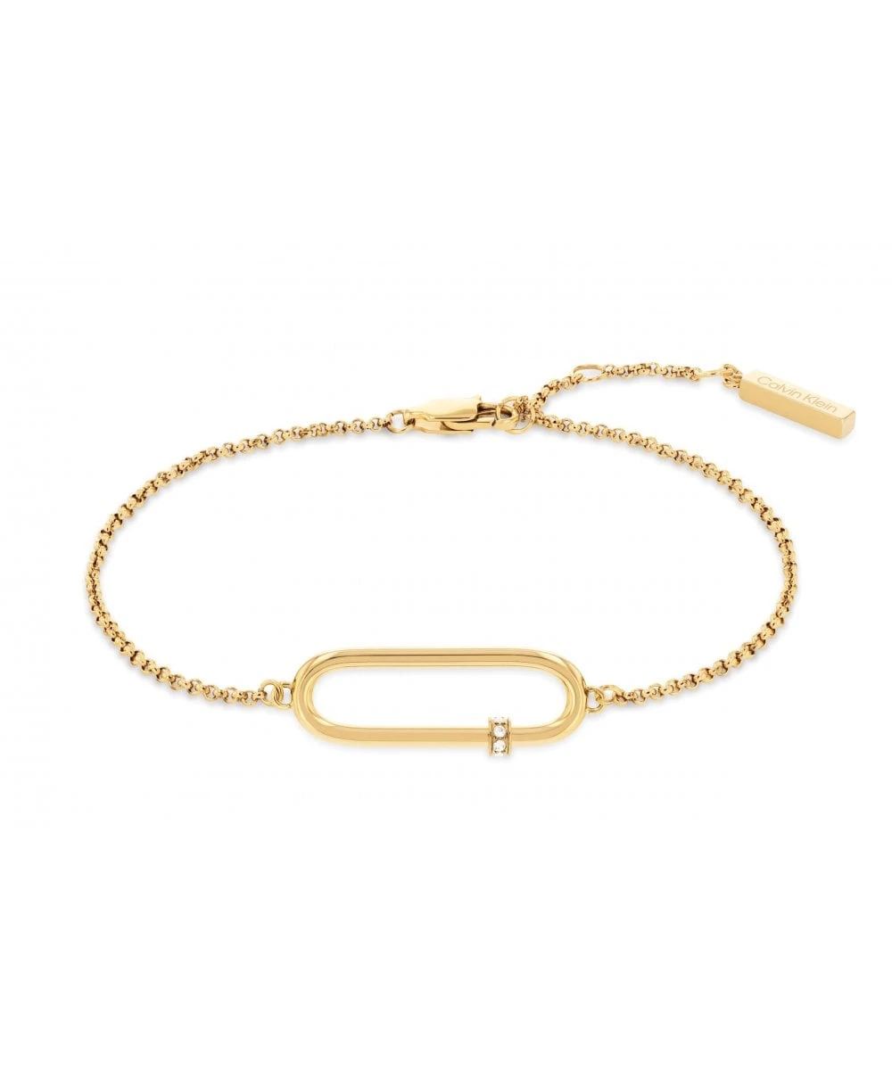 Calvin Klein Calvin Klein Elongated Oval Gold Plated Ladies Bracelet 3 Calvin Klein Calvin Klein Elongated Oval Gold Plated Ladies Bracelet