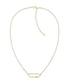 Calvin Klein Calvin Klein Elongated Oval Gold Plated Ladies Necklace