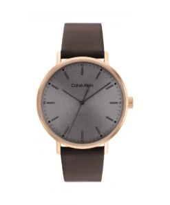 Calvin Klein Calvin Klein Modern Rose Plated Gents Brown Leather Strap Watch