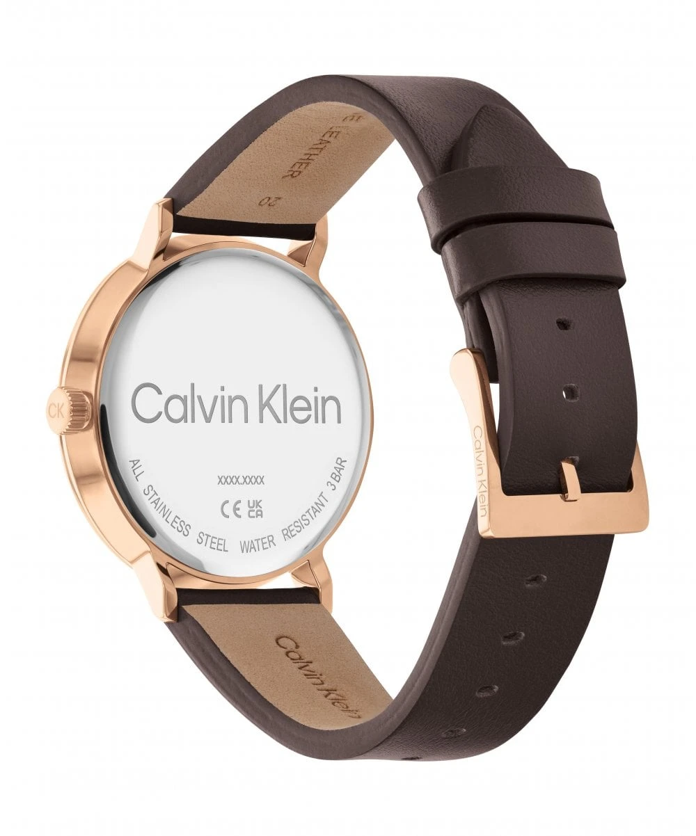 Calvin Klein Calvin Klein Modern Rose Plated Gents Brown Leather Strap Watch 5 Calvin Klein Calvin Klein Modern Rose Plated Gents Brown Leather Strap Watch - Image 3