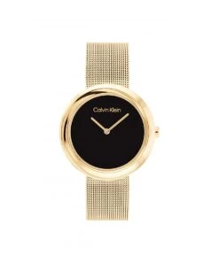 Calvin Klein Calvin Klein Twisted Bezel Gold Plated Ladies Mesh Watch