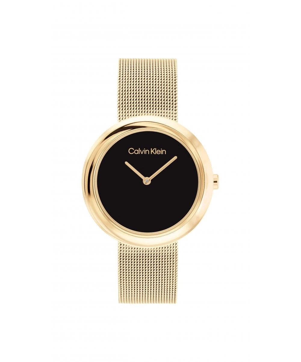 Calvin Klein Calvin Klein Twisted Bezel Gold Plated Ladies Mesh Watch 3 Calvin Klein Calvin Klein Twisted Bezel Gold Plated Ladies Mesh Watch