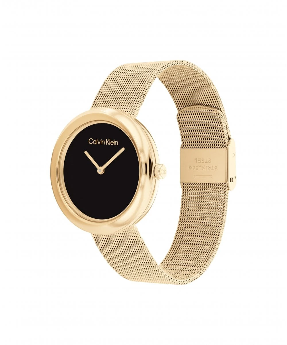 Calvin Klein Calvin Klein Twisted Bezel Gold Plated Ladies Mesh Watch 4 Calvin Klein Calvin Klein Twisted Bezel Gold Plated Ladies Mesh Watch - Image 2