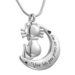 Cat Moon - Stainless Steel Cremation Ashes Jewellery Pendant