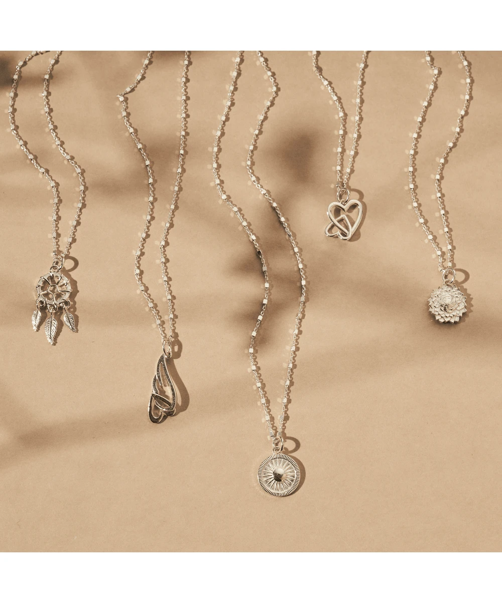 ChloBo ChloBo Delicate Cube Chain Interlocking Heart & Angel Wing Necklace 4 ChloBo ChloBo Delicate Cube Chain Interlocking Heart & Angel Wing Necklace - Image 2